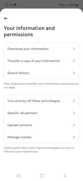 نحوه پاک کردن تاریخچه اینستاگرام از طریق Accounts Center