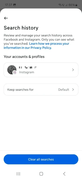 نحوه پاک کردن تاریخچه اینستاگرام از طریق Accounts Center