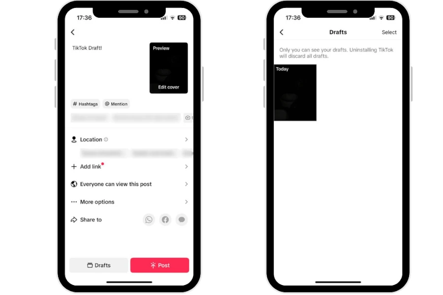چطور یک پیش نویس در تیک تاک ذخیره کنیم؟